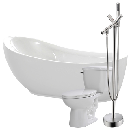 ANZZI Talyah 71" Acrylic Bathtub with Havasu Faucet and Kame 1.28 GPF Toilet FTAZ090-42B-55